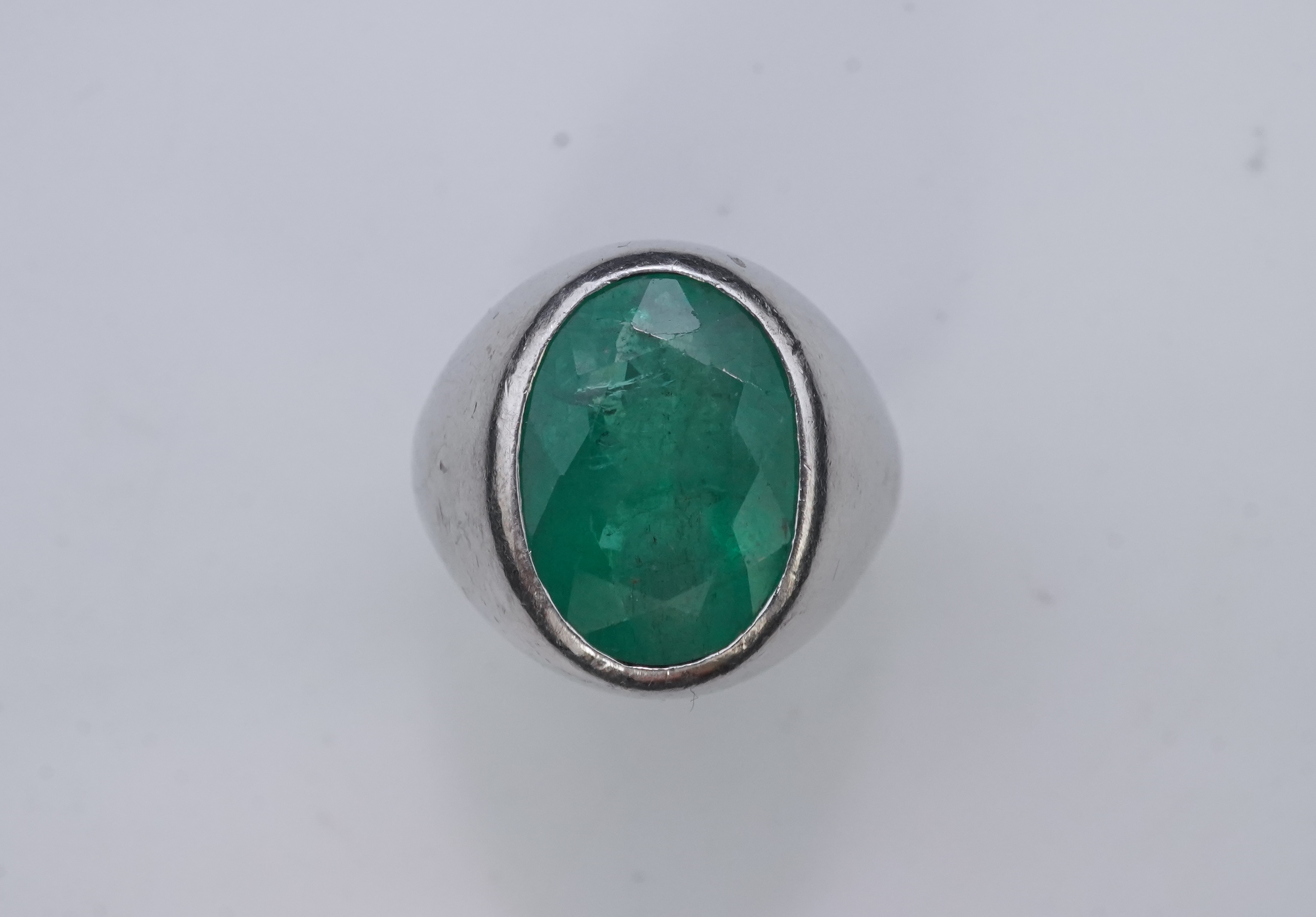 An emerald signet ring